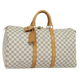LOUIS VUITTON Damier Azur Keepall 50 Boston Bag N41430